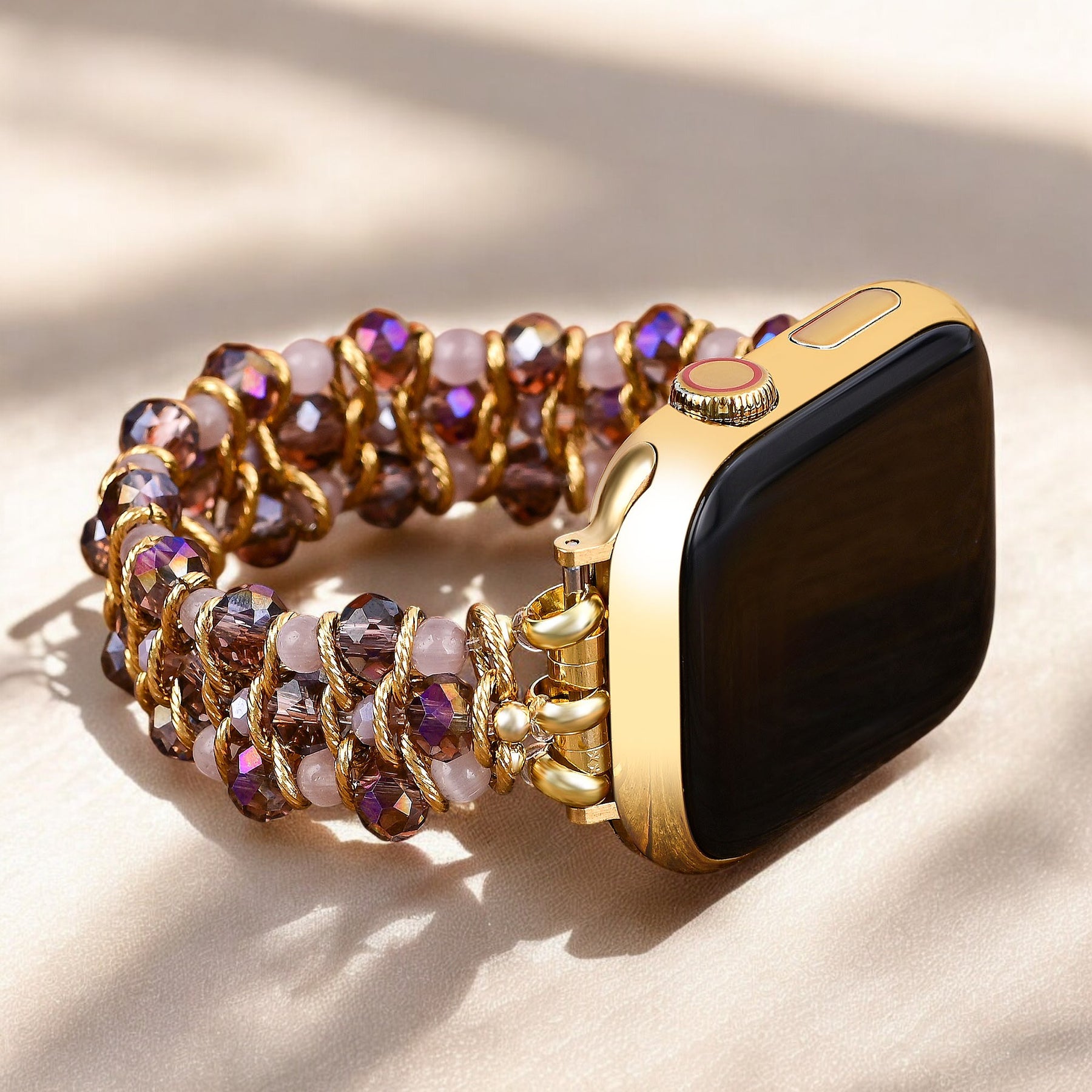 Gouden Sereniteit Edelsteen Gevlochten Apple Watch Band