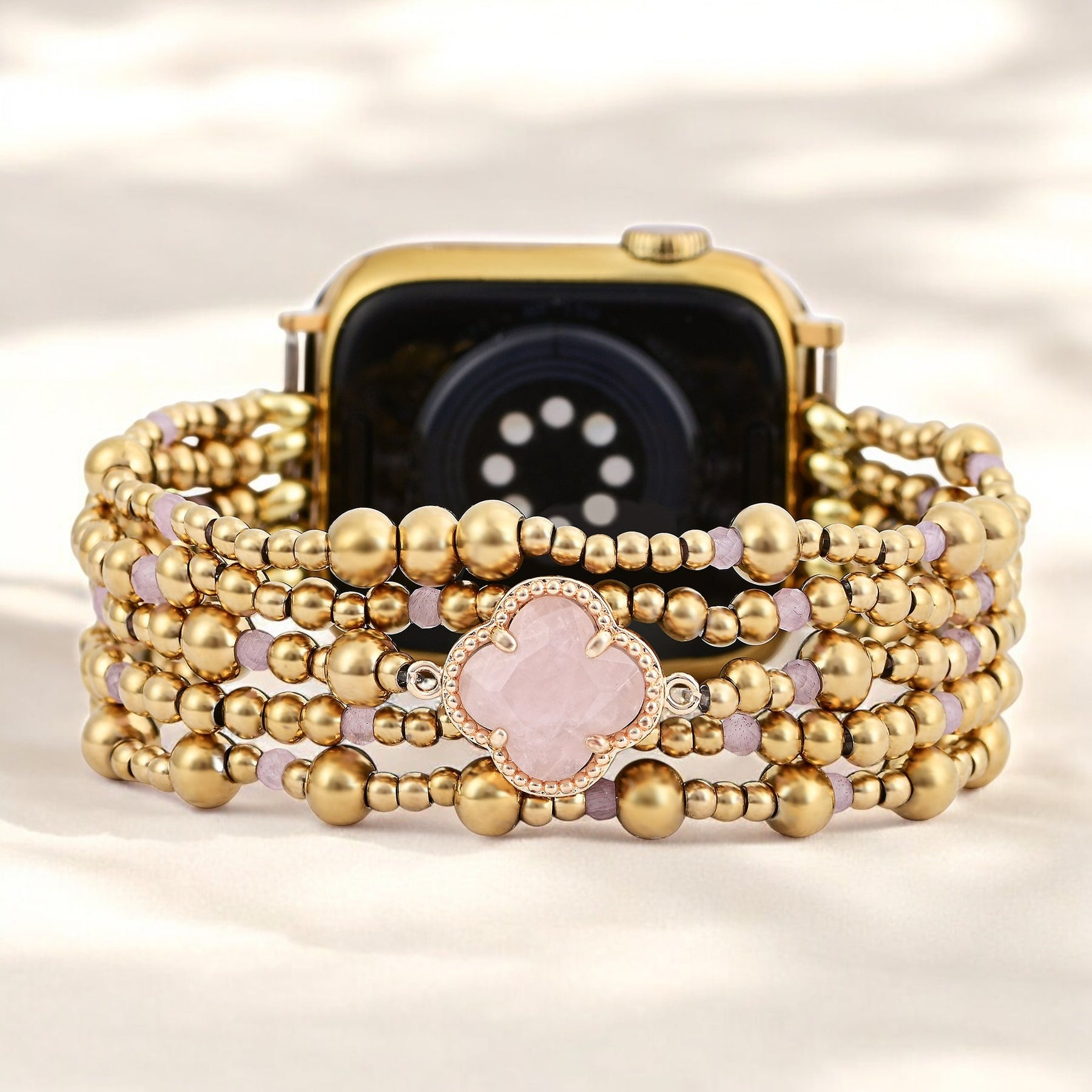 Betoverende Rozenkwarts Elegantie Rekbare Apple Watch Band