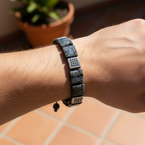 Heren Zwarte Labradoriet Armband