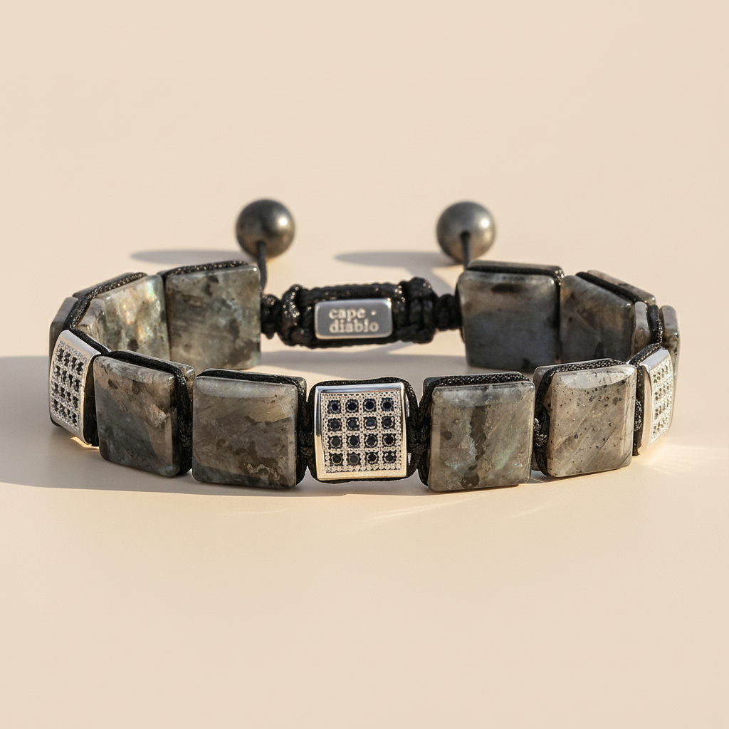 Heren Zwarte Labradoriet Armband