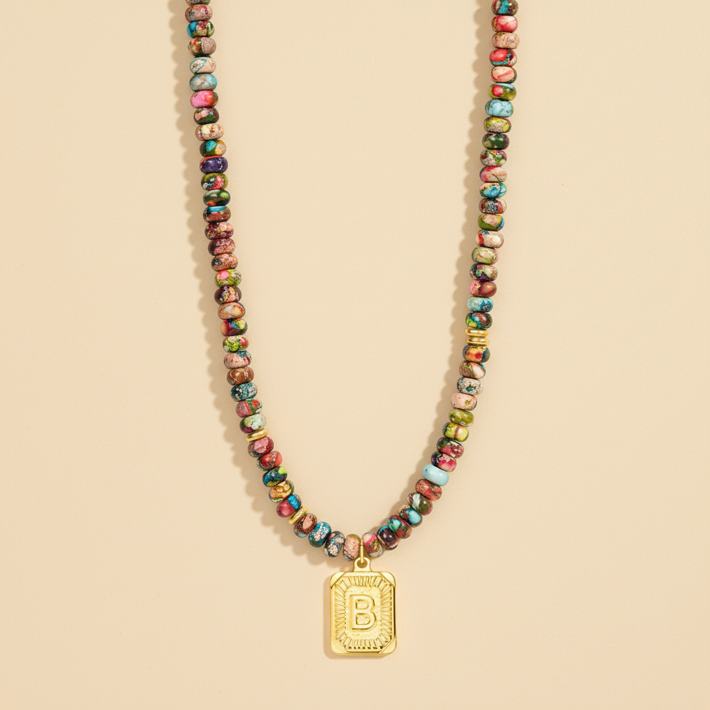 Blauwe Imperial Jaspis Letter Ketting