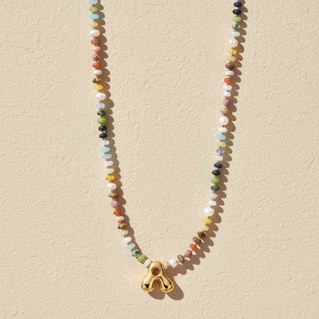 Multicolor bubbelletter ketting