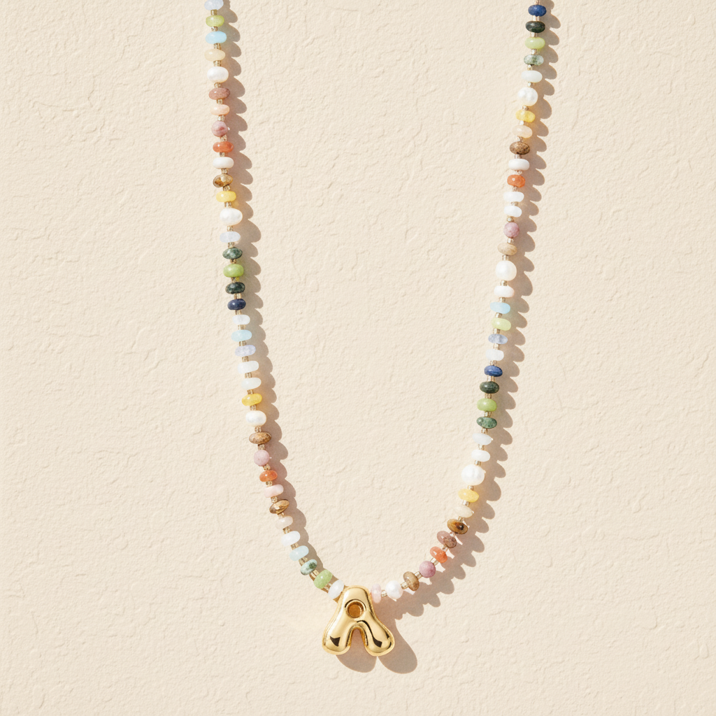 Multicolor bubbelletter ketting