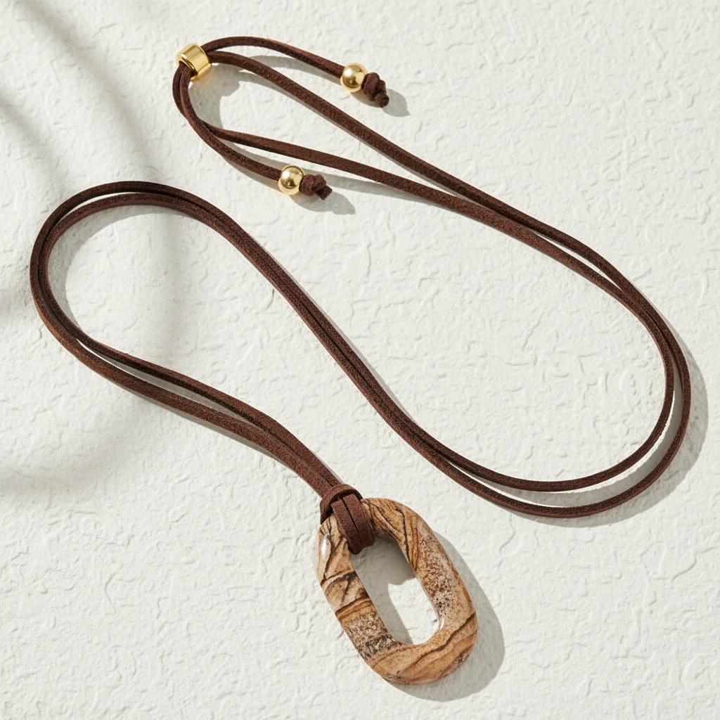 Suède afbeelding steen sereniteit ketting