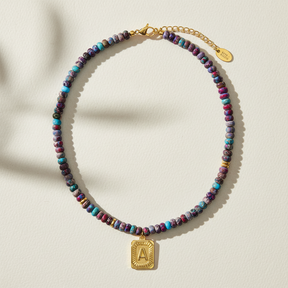 Blauwe Imperial Jaspis Letter Ketting