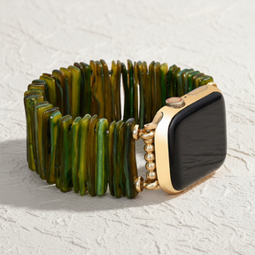 Gouden Olijfgroene Bescheiden Rekbare Apple Watch-band
