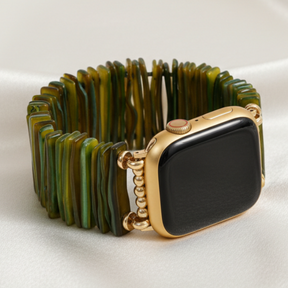 Gouden Olijfgroene Bescheiden Rekbare Apple Watch-band