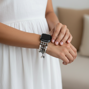 Lunar Luxe Parel Elastische Apple Watch Band