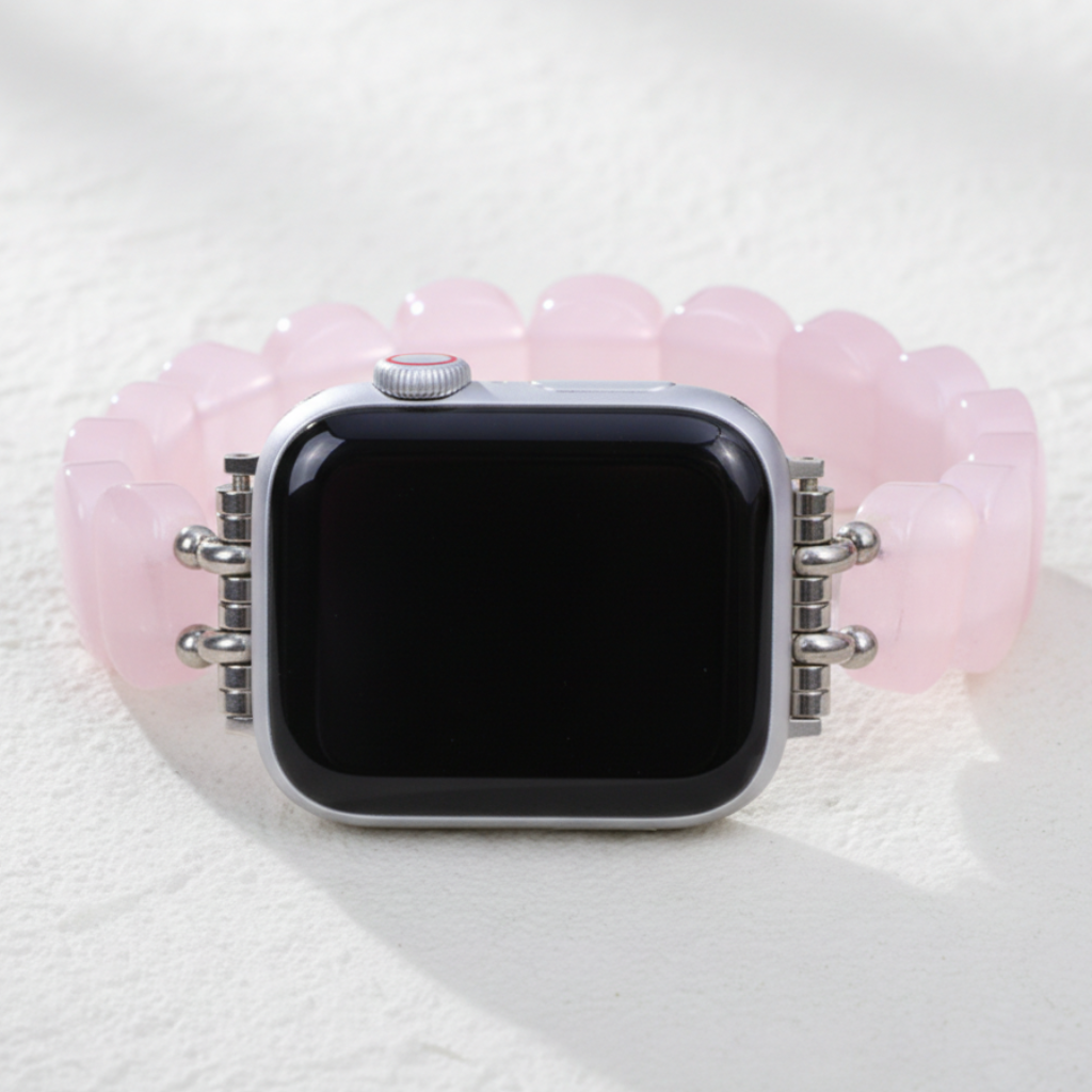 Zacht Roze Kwarts Rekbare Apple Watch Bandje