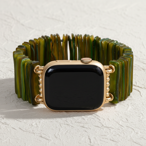 Gouden Olijfgroene Bescheiden Rekbare Apple Watch-band