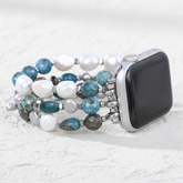 Platina Zwarte Rekbare Apple Watch Band