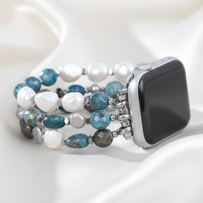 Platina Zwarte Rekbare Apple Watch Band