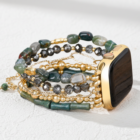 Gouden Groene Rekbare Apple Watch-band