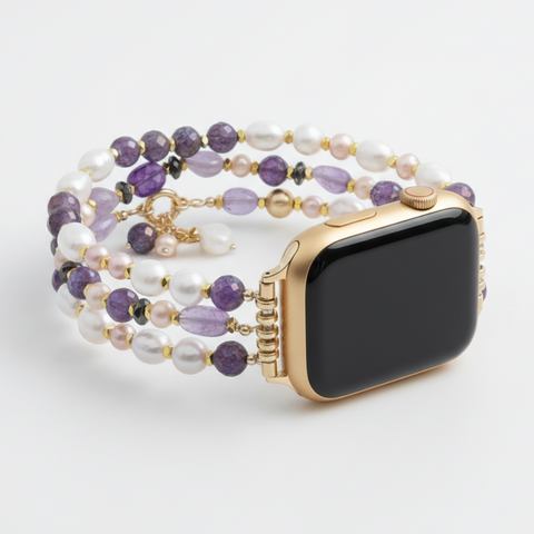 Amethist Parel Cluster Rekbare Apple Watch Band