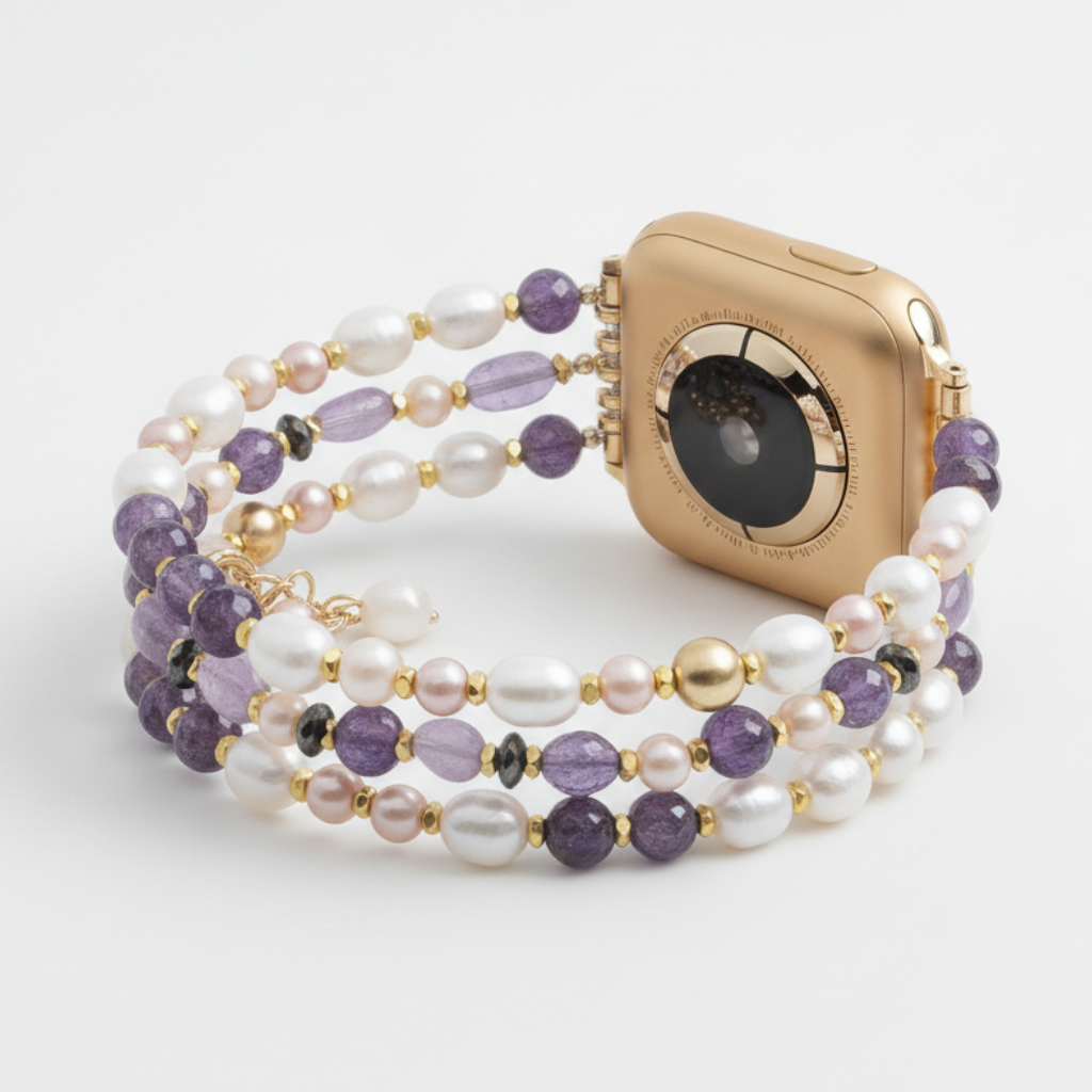 Amethist Parel Cluster Rekbare Apple Watch Band