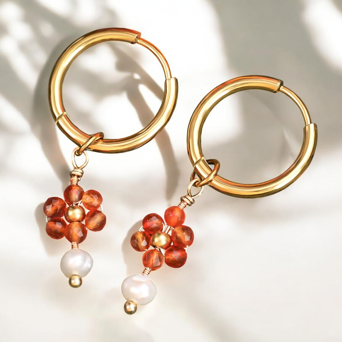Gouden Grace Parel & Agaat Creolen