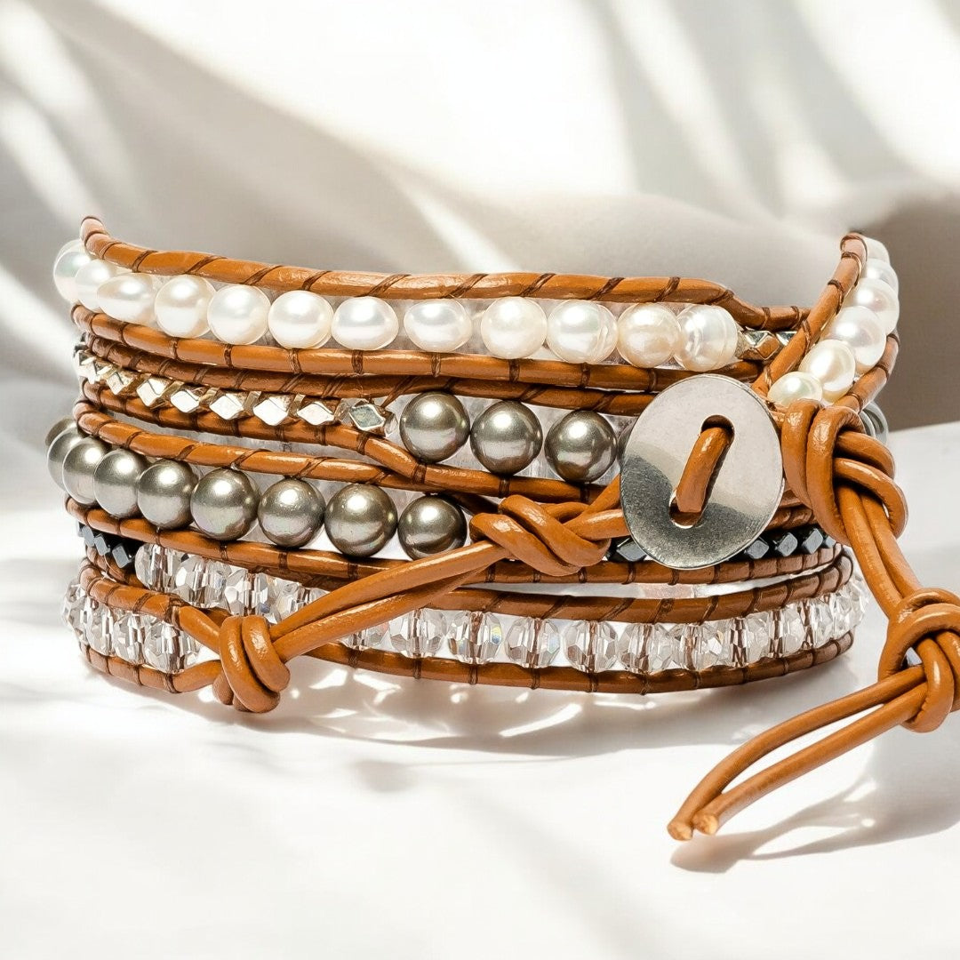 Prachtige hematiet wikkelarmband