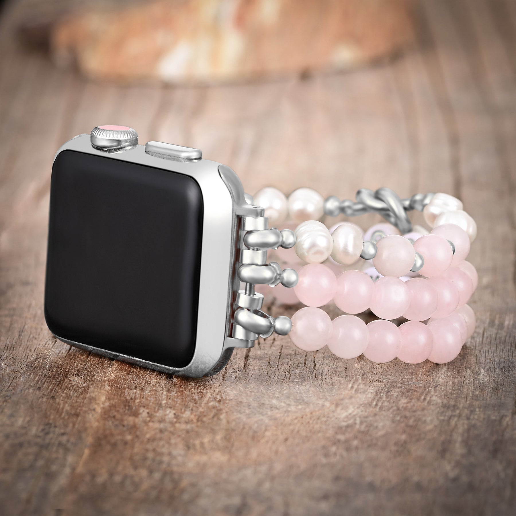 Boss Mom rozenkwarts stretch Apple Watch -bandje