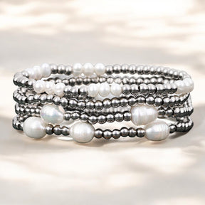 Parel en Zilveren Armband Set