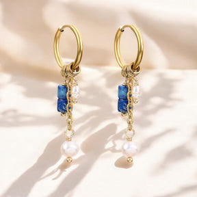 Gouden Lapis Bloom Drop Oorringen