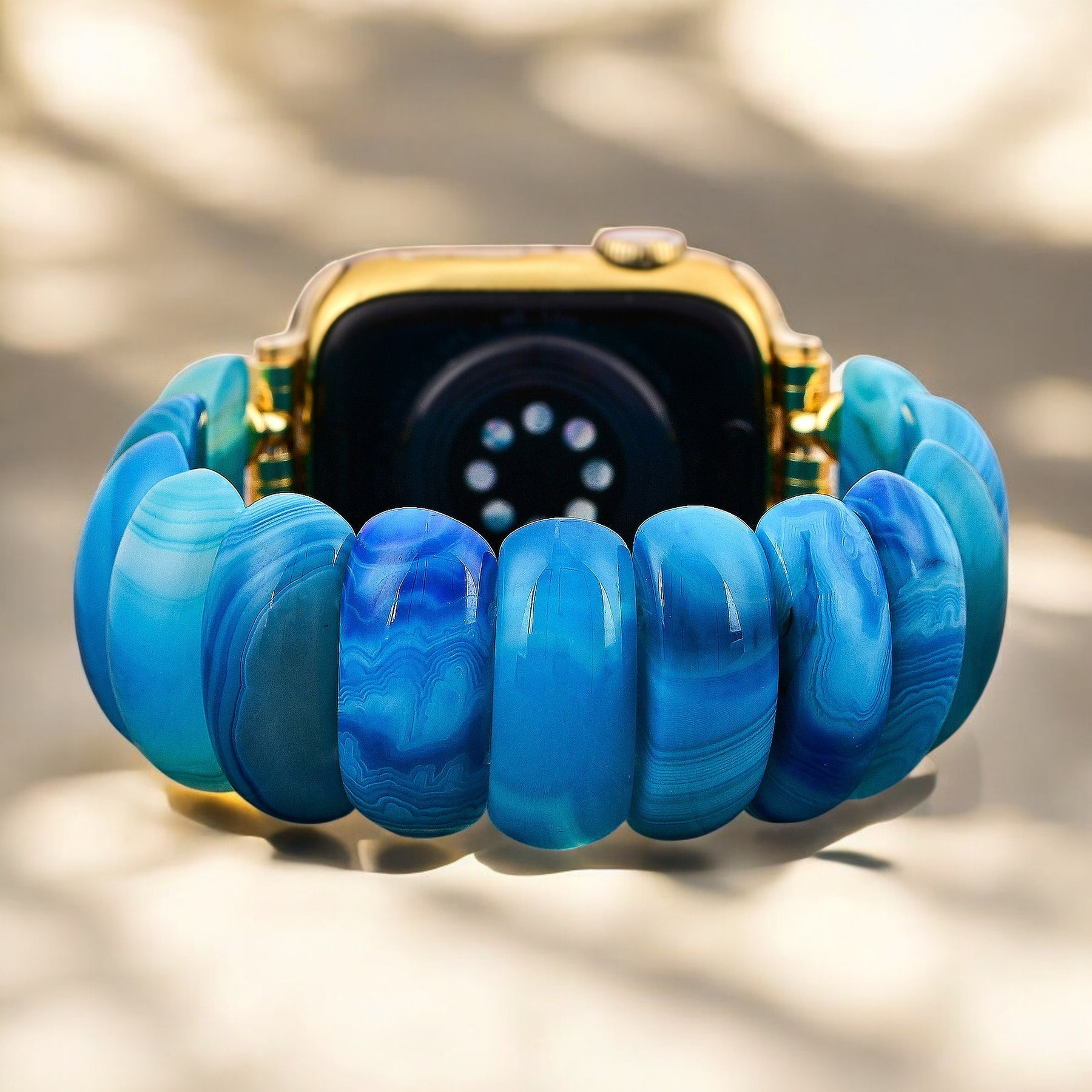 Blue Lagoon Agaat Rekbare Apple Watch Band