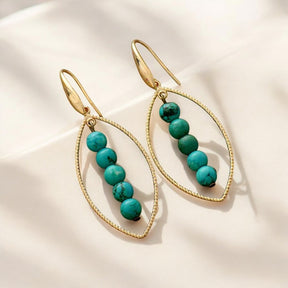 Gouden Ovale Turquoise Oorbellen