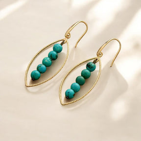 Gouden Ovale Turquoise Oorbellen