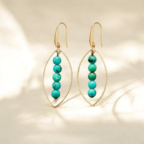 Gouden Ovale Turquoise Oorbellen