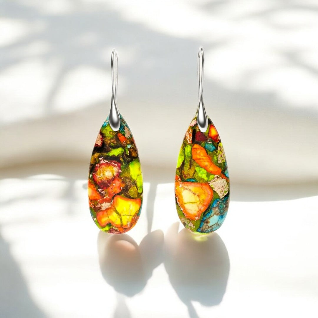 Intense Jasper Teardrop oorbellen