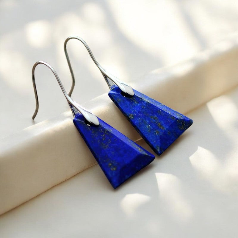Lapis Lazuli geometrische druppel oorbellen