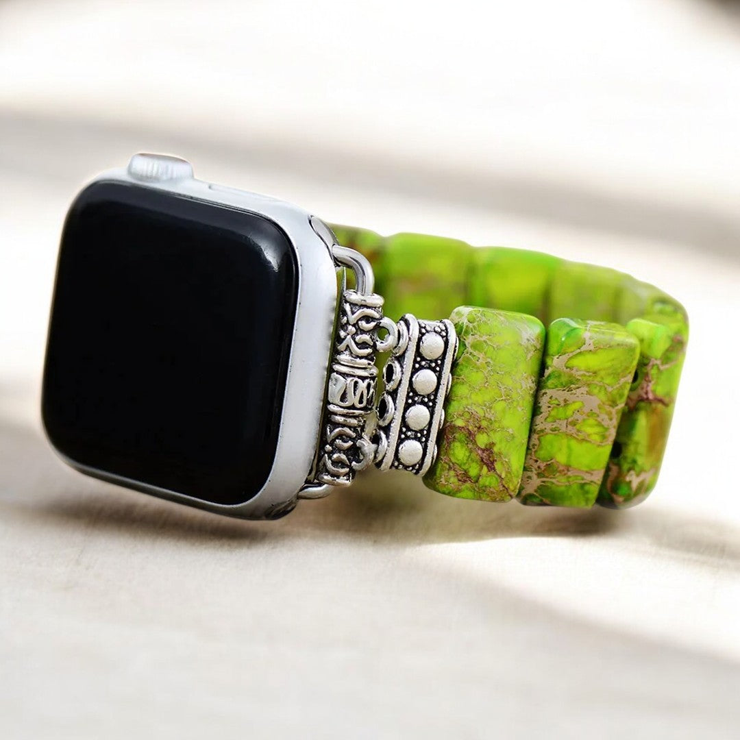 Lime Tibetaanse Jasper Stretch Apple Watch -band