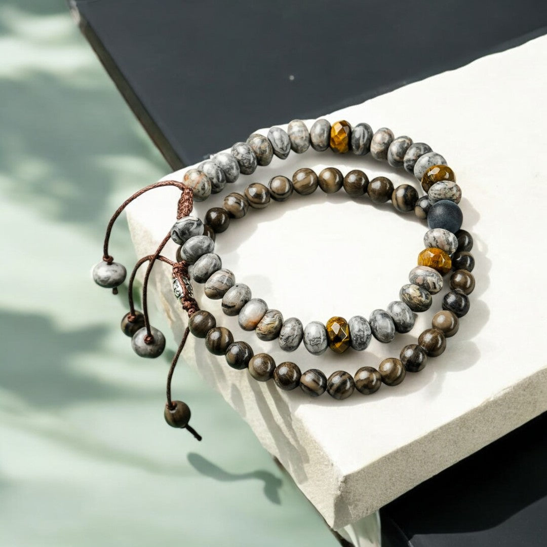Heren Zwarte Jasper Armband