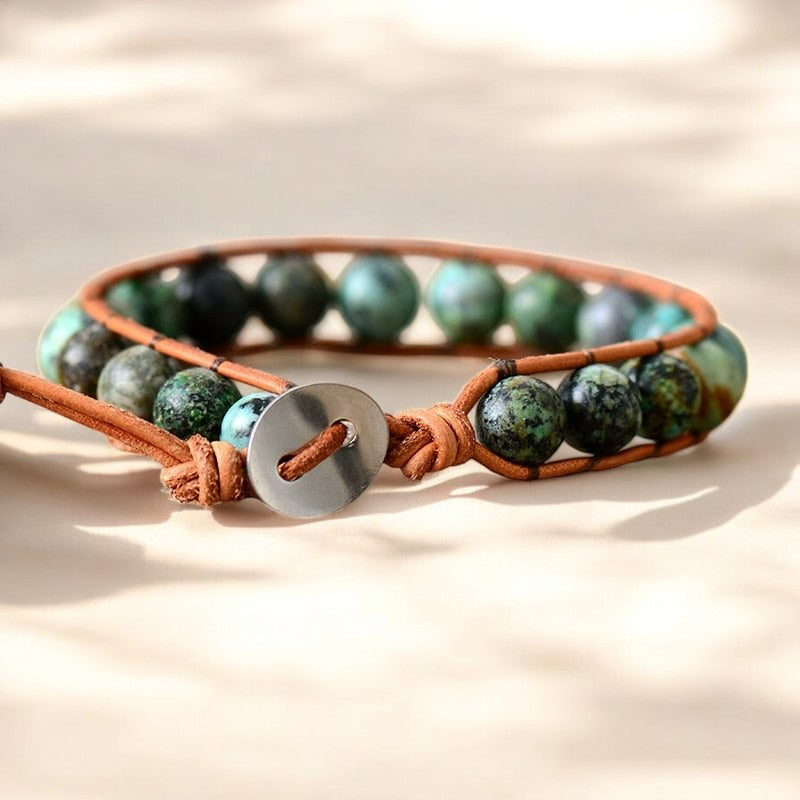 Heren Boho Afrikaanse Turquoise Armband