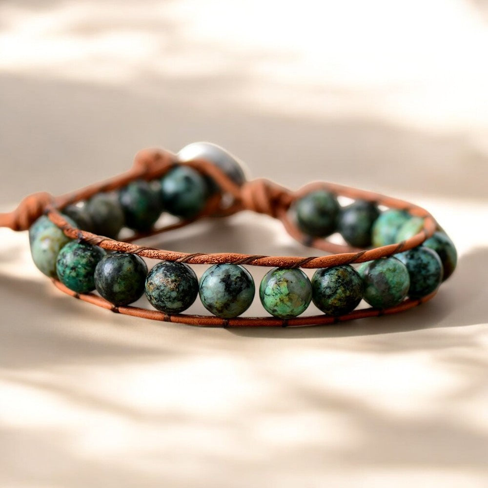 Heren Boho Afrikaanse Turquoise Armband