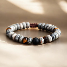 Herenarmband met jaspis en tijgeroog