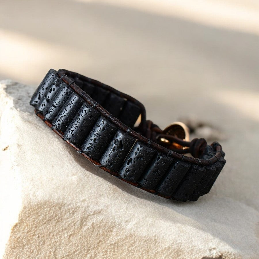 Heren Lava Steen Armband
