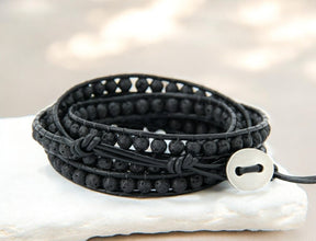 Heren Lava Steen Wrap Armband