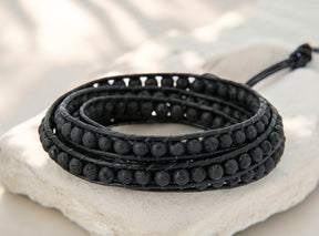 Heren Lava Steen Wrap Armband