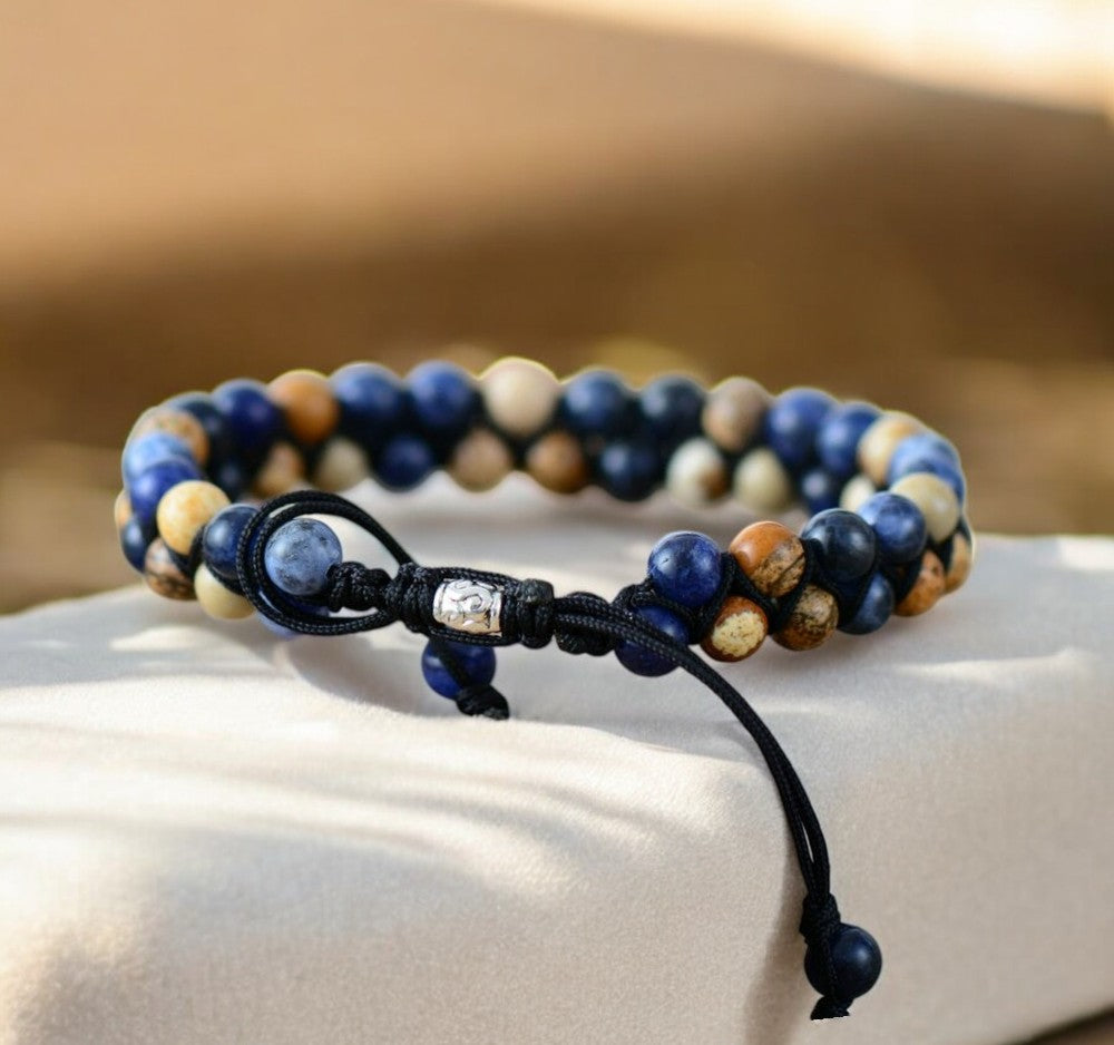 Heren sodaliet jaspis armband