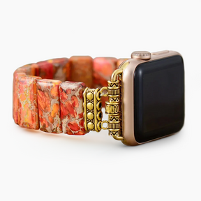Pompoen Tibetaanse Jaspis Rekbare Apple Watch Band