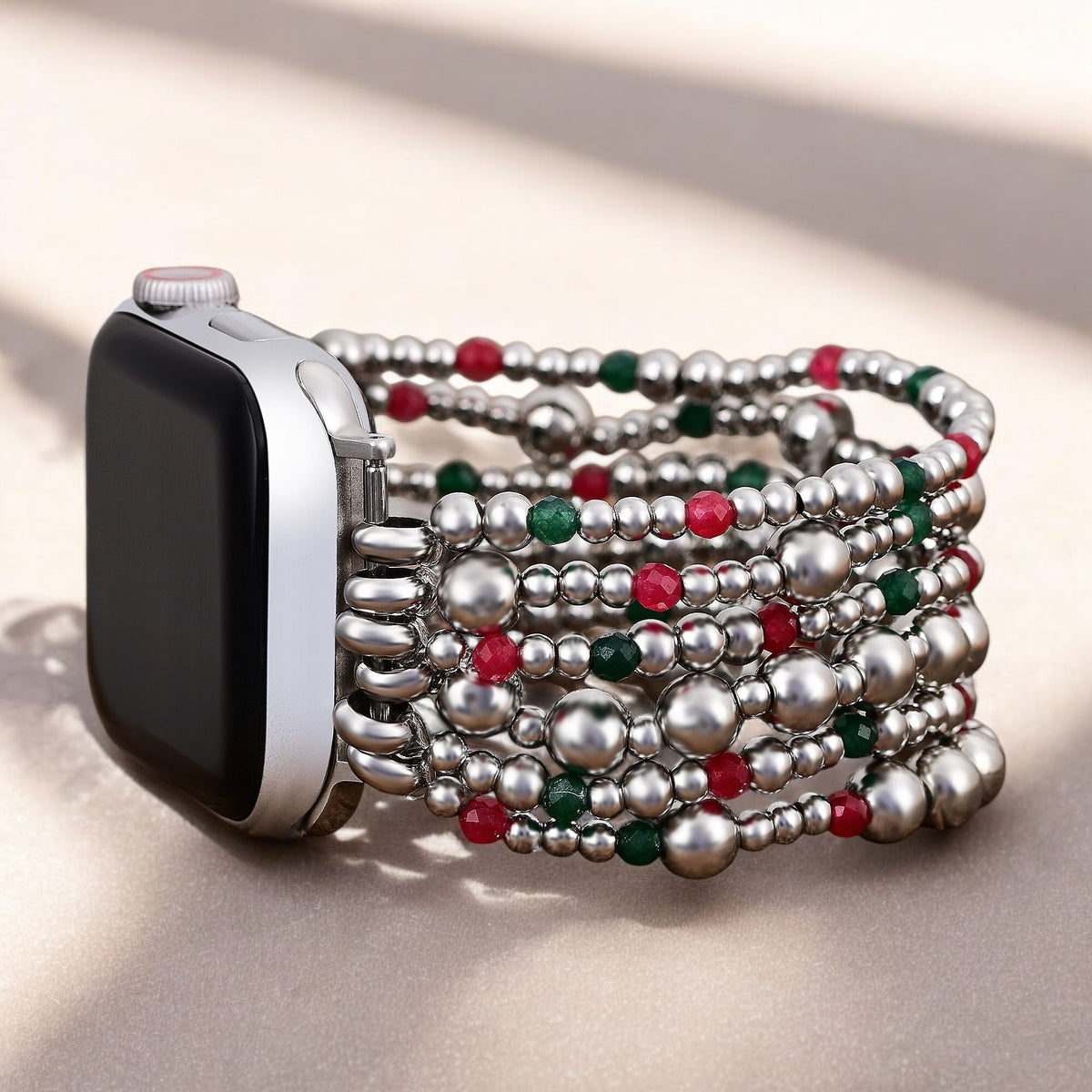 Kerst Zilveren Magische Stretch Apple Watch Bandje