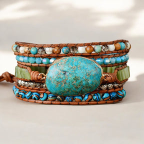 Gedraaide Ocean Jasper Wikkelarmband