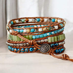 Gedraaide Ocean Jasper Wikkelarmband