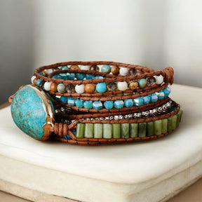 Gedraaide Ocean Jasper Wikkelarmband
