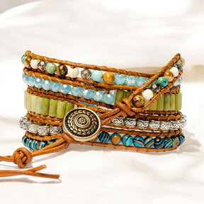 Gedraaide Ocean Jasper Wikkelarmband