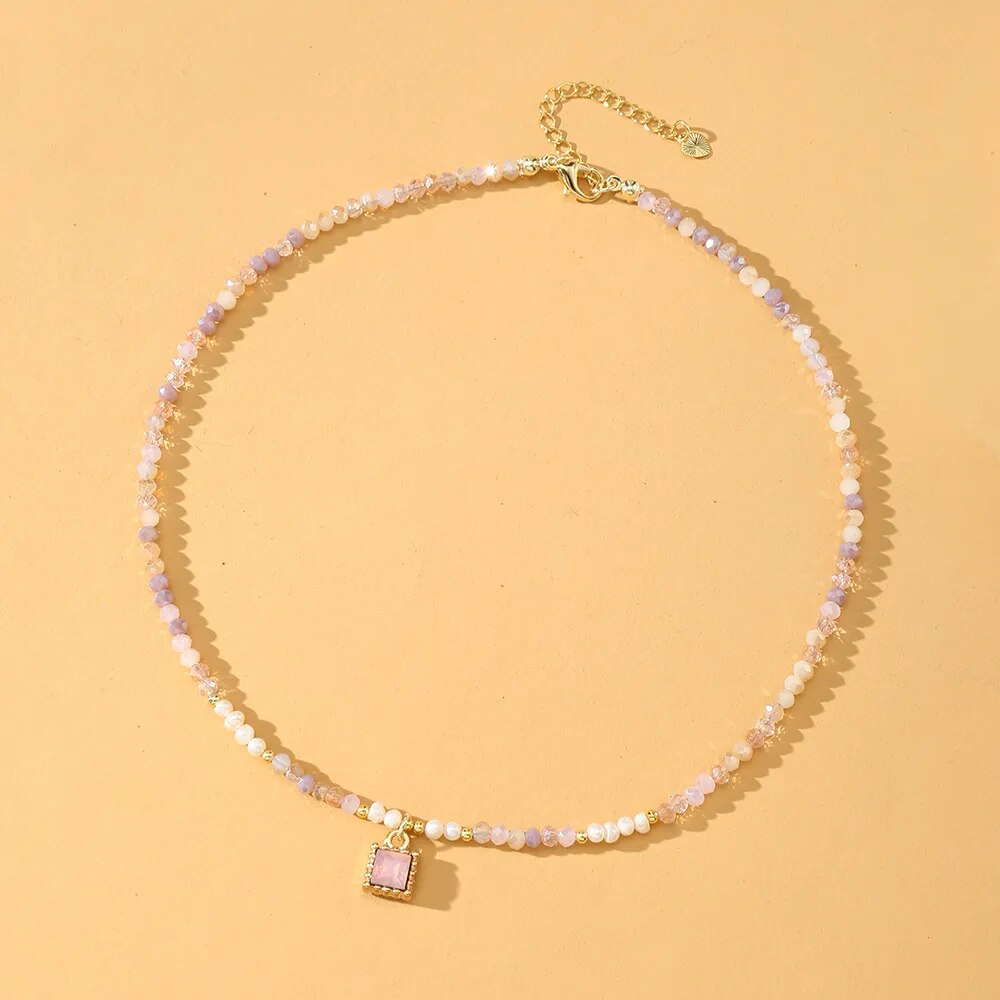 Blozende Lila Crystal Choker ketting