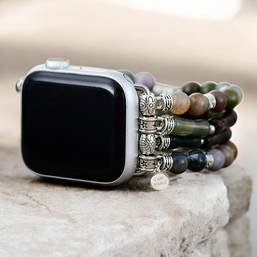 Vintage agaat stretch Apple Watch band