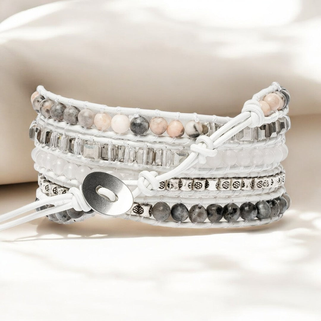 Witte Labradoriet Wikkelarmband