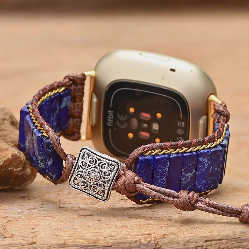 Horlogebandje voor Fitbit Versa 1 en 2 in azuurblauw jaspis