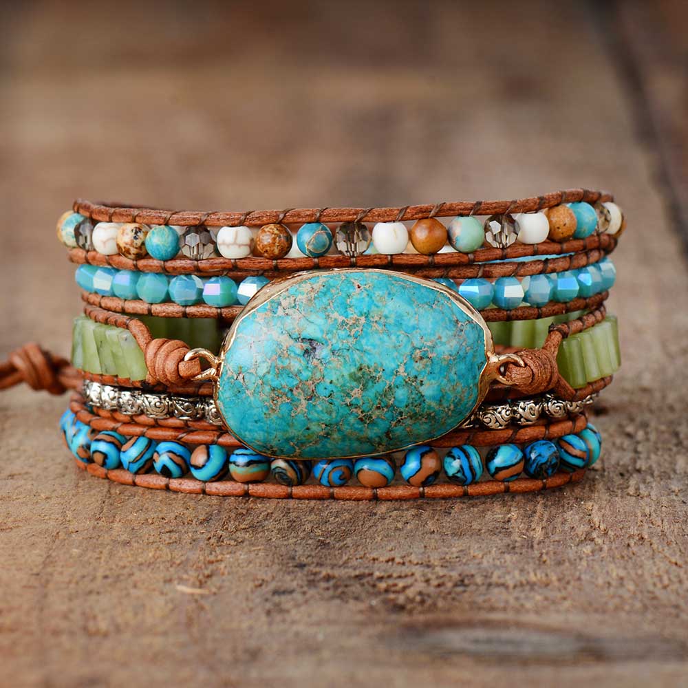 Twisted Ocean Jasper Wrap Bracelet - Cape Diablo